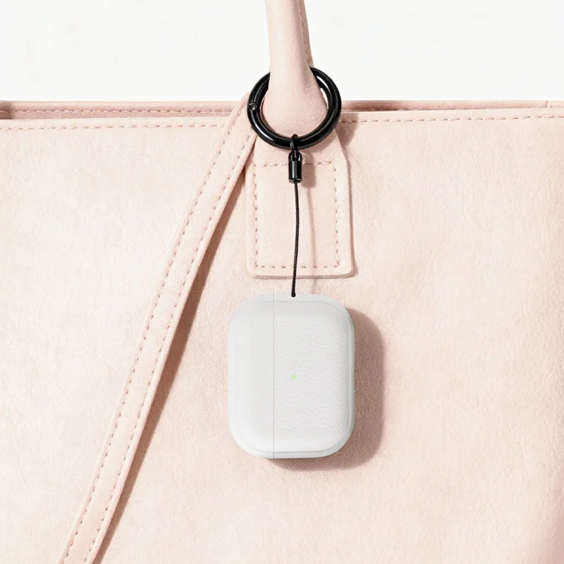 Bulk Purchasing For AirPods Pro 3 Case Faux Leather Textured TPU Earbuds Protective Cover with Strap Ring - Army Green