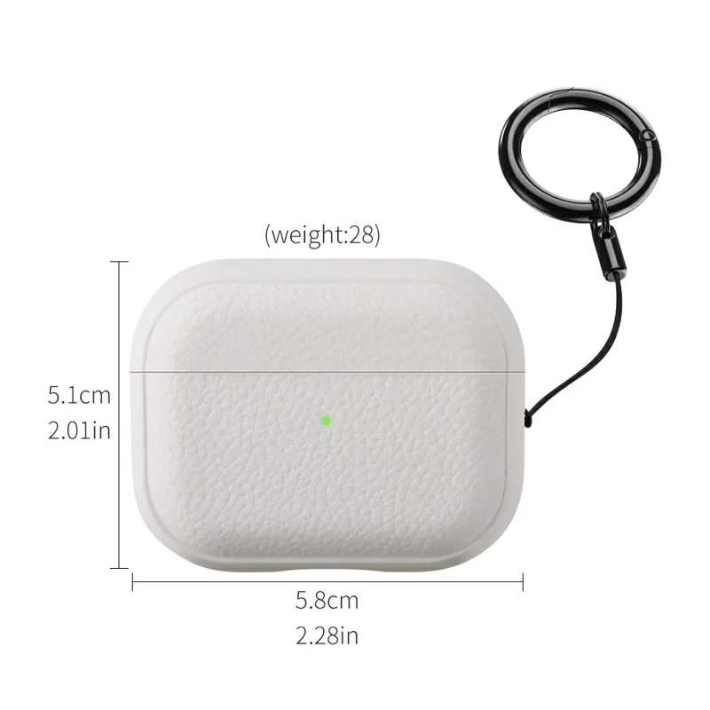 Bulk Purchasing For Apple AirPods Pro Case Faux Leather Textured TPU Earbuds Protective Cover with Strap Ring - Army Green