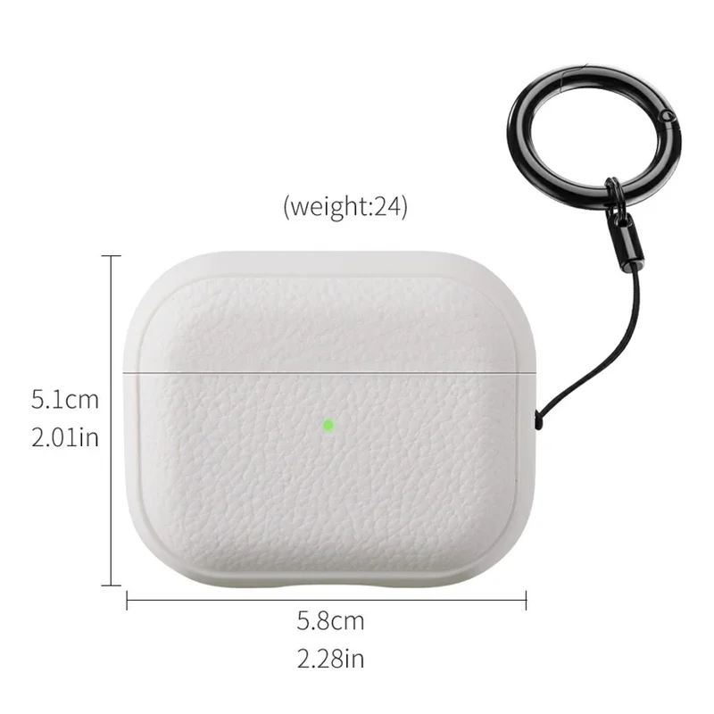 Für Apple AirPods 3 Gehäuse Kunstleder Texturierter TPU Kopfhörer Schutzhülle mit Trageriemen - Armeegrün