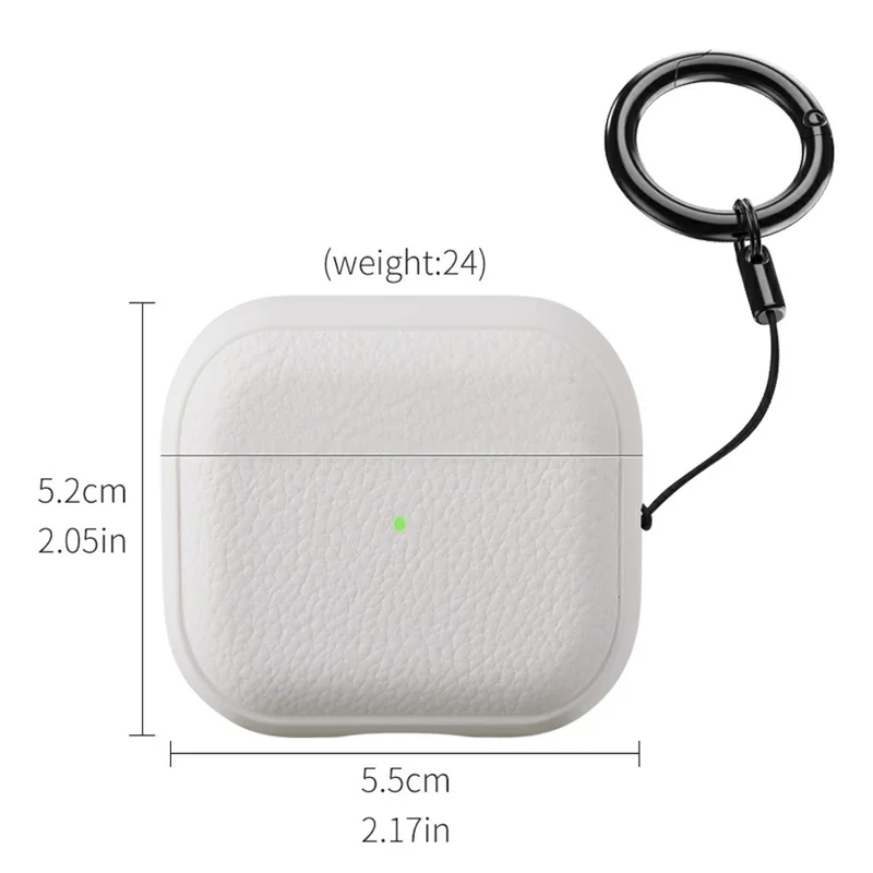 Bulk Purchasing For AirPods 4 Case Faux Leather Textured TPU Earbuds Protective Cover with Strap Ring - Army Green