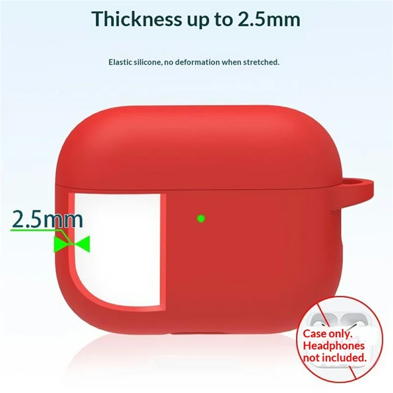 6 in 1 Anti-Lost Case for AirPods Pro 3 Silicone Shockproof Protective Cover Set - Red
