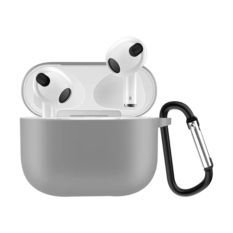 Coque de protection antidéflagrante en silicone pour AirPods 3, écouteurs compatibles Bluetooth de couleur unie - Gris