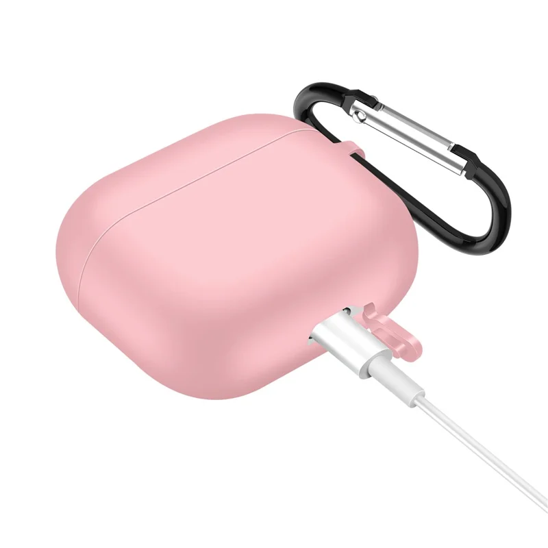 Corpo de Ouvido de Cor de Cor Sólido Bluetooth Caso de Silicone Protetor à Prova de Choques do Choque Para Airpods 3 - Rosa