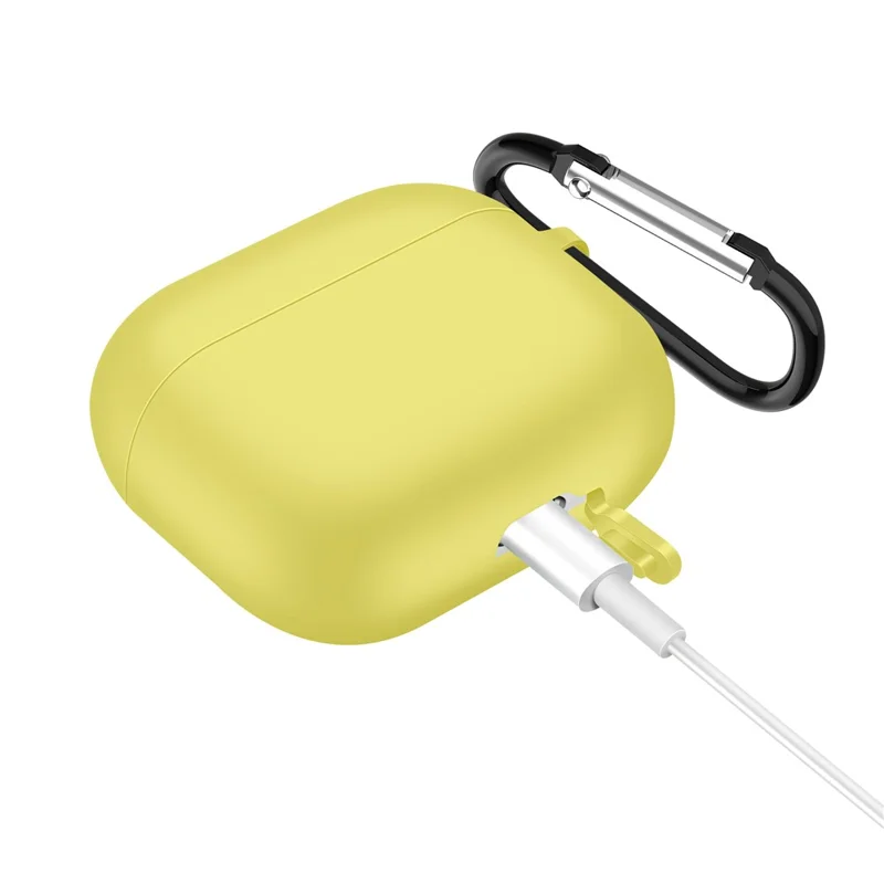 Solid Color Bluetooth Earphone Shell Shockproof Protector Silicone Case Cover for AirPods 3 - Yellow