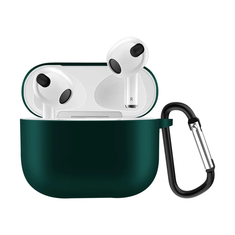Custodia Protettiva in Silicone Antiurto per Auricolari con Bluetooth Colore Uniforme, Copertura per AirPods 3 - Verde Scuro