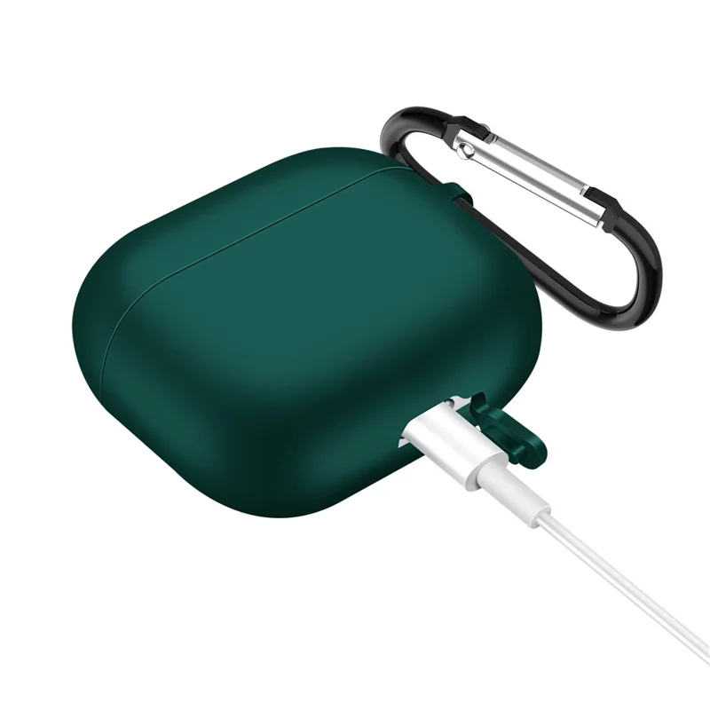 Custodia Protettiva in Silicone Antiurto per Auricolari con Bluetooth Colore Uniforme, Copertura per AirPods 3 - Verde Scuro