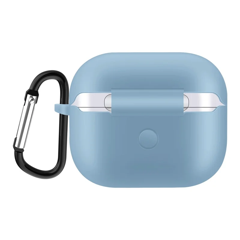 Funda protectora de silicona a prueba de golpes para AirPods 3, carcasa para auriculares compatibles con Bluetooth, color liso, color azul bebé