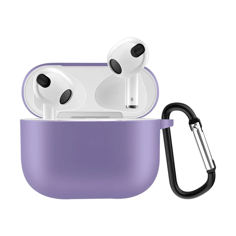 Coque de protection antidéflagrante en silicone pour AirPods 3, compatible Bluetooth, couleur unie, housse de protection pour écouteurs - Violet