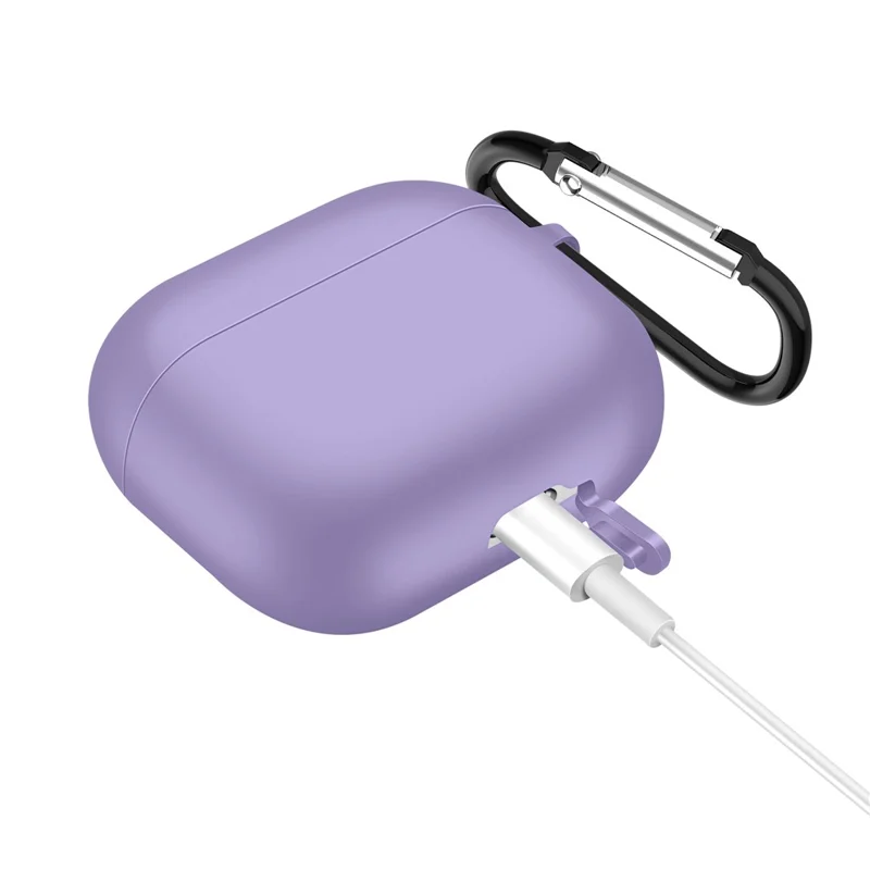 Coque de protection antidéflagrante en silicone pour AirPods 3, compatible Bluetooth, couleur unie, housse de protection pour écouteurs - Violet