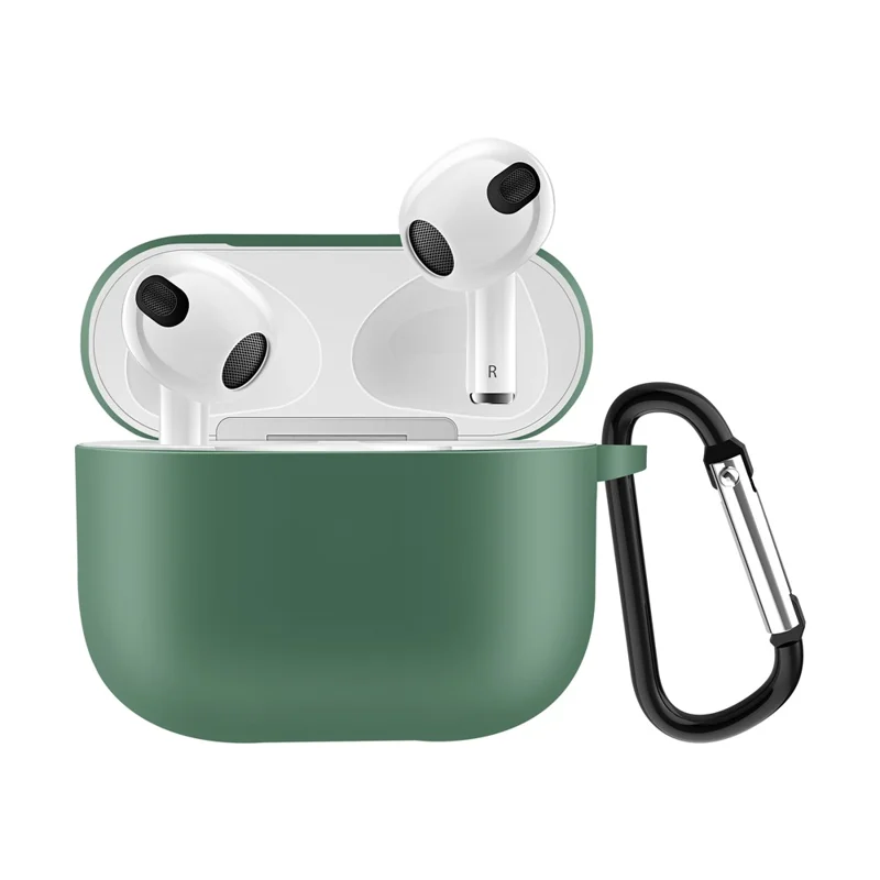 Coque de protection antidéflagrante en silicone pour AirPods 3, compatible Bluetooth, de couleur unie - Vert