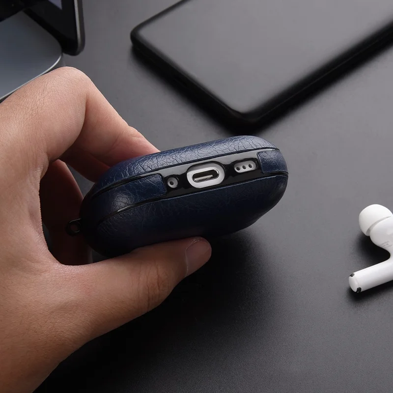 Custodia protettiva in finta pelle e TPU testurizzato per AirPods Pro 3 con fibbia - Nero