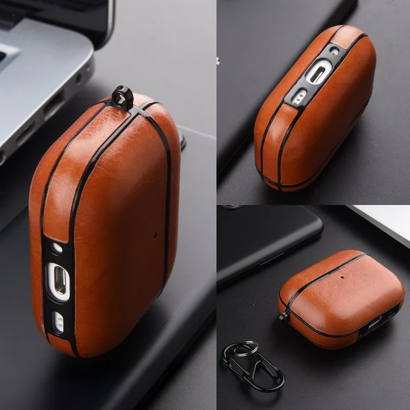 Custodia protettiva in finta pelle e TPU testurizzato per AirPods Pro 3 con fibbia - Nero