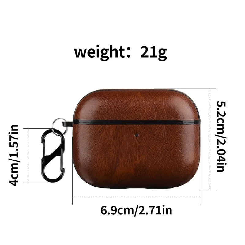 For AirPods Pro 3 Case Faux Leather Textured TPU Earbuds Protective Cover with Buckle - Blue
