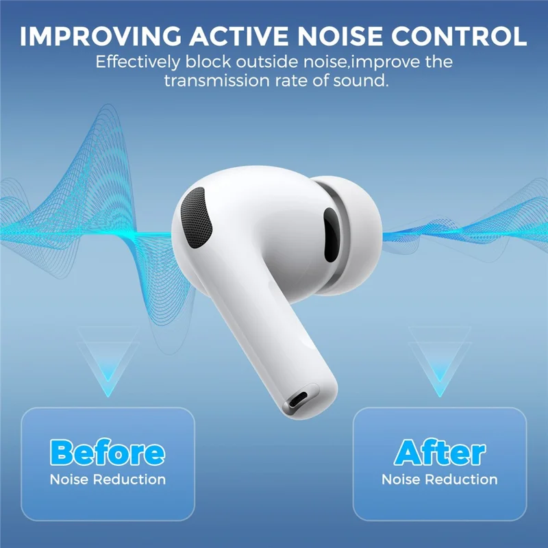 AHASTYLE WG187 3 pares de puntas de silicona para AirPods Pro 3, tapones para auriculares de repuesto (tamaño S + tamaño M + tamaño L) - Blanco