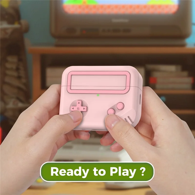 AHASTYLE JY27 Funda de silicona para Apple AirPods Pro 3, diseño de consola de juegos, antideslizante, funda para auriculares - Rosa