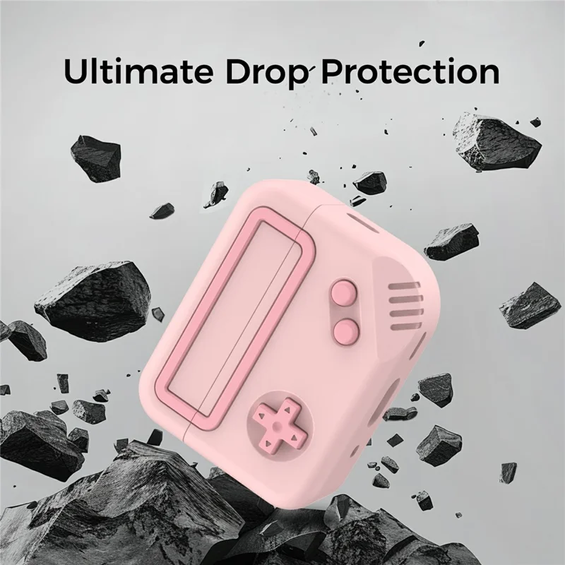 AHASTYLE JY27 Funda de silicona para Apple AirPods Pro 3, diseño de consola de juegos, antideslizante, funda para auriculares - Rosa