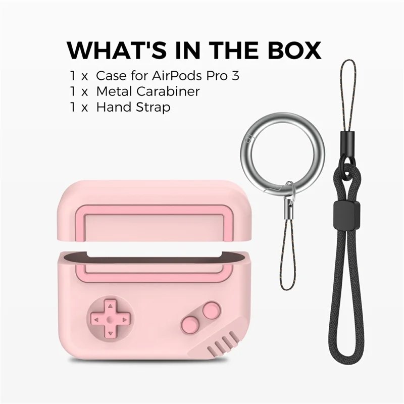 AHASTYLE JY27 Funda de silicona para Apple AirPods Pro 3, diseño de consola de juegos, antideslizante, funda para auriculares - Rosa