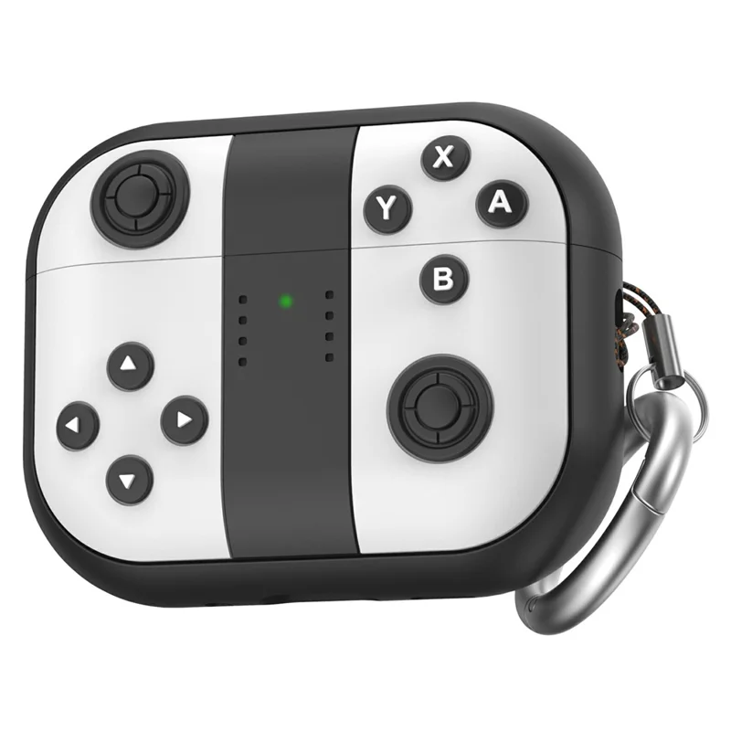 Funda de silicona AHASTYLE JY28 para Apple AirPods Pro 3, diseño de controlador de juego retro, cubierta para auriculares antideslizante - Negro / Blanco