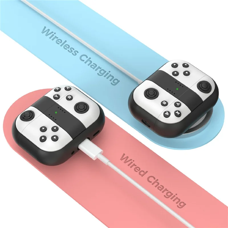 Funda de silicona AHASTYLE JY28 para Apple AirPods Pro 3, diseño de controlador de juego retro, cubierta para auriculares antideslizante - Negro / Blanco