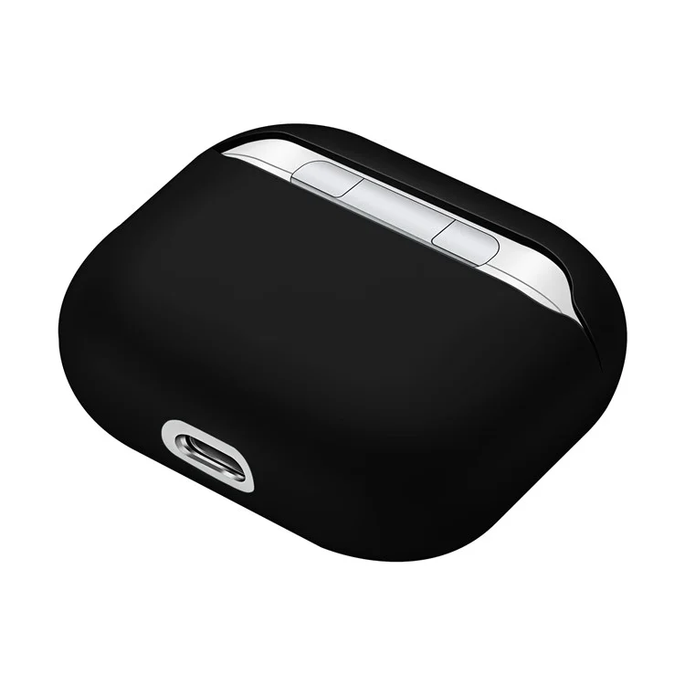 Boîtier de Couleur de Couleur Unie à L'épreuve Des Chocs de Coque en Silicone Protectrice Anti-drop Entier Pour AirPods 3 - le Noir