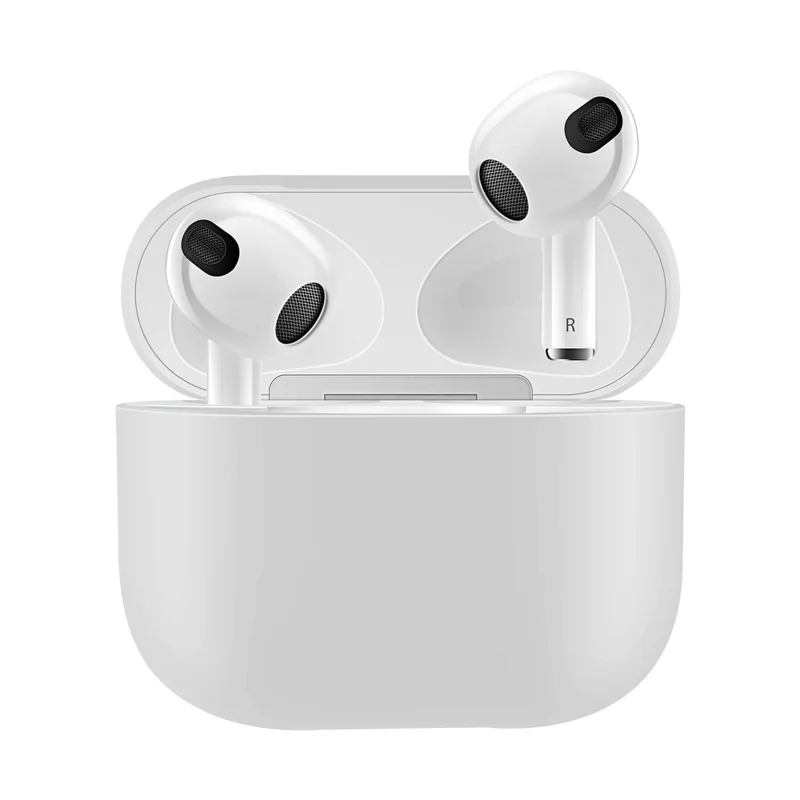 Shockproof Solid Color Shell Case Anti-drop Full Protective Silicone Case Cover for AirPods 3 - White