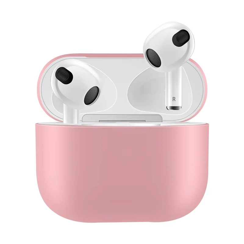 Shockproof Solid Color Shell Case Anti-drop Full Protective Silicone Case Cover for AirPods 3 - Pink