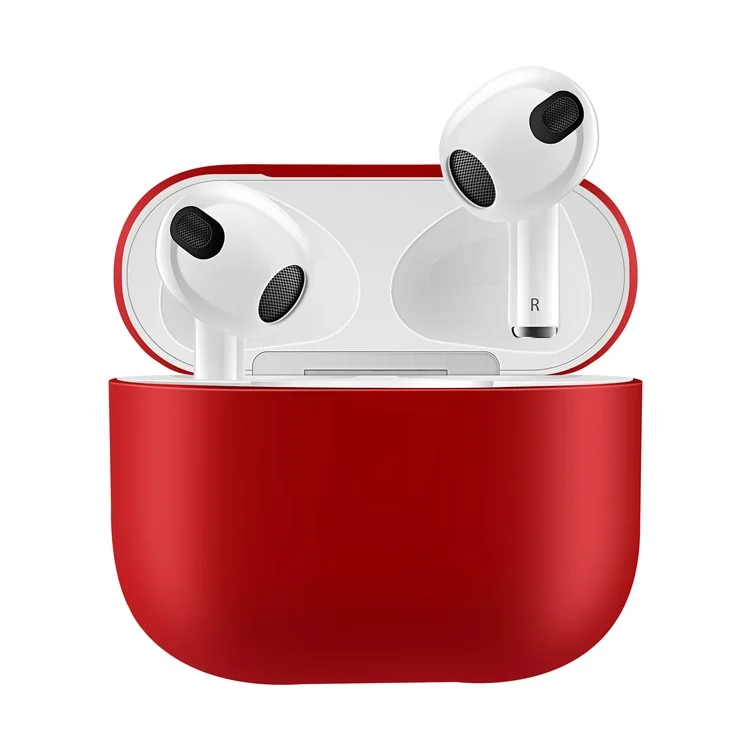 Stoßsichere einfarbige Schale Gehäuse Anti-drop Voll-Schutz-Silikon-Hülle für AirPods 3 - Rot