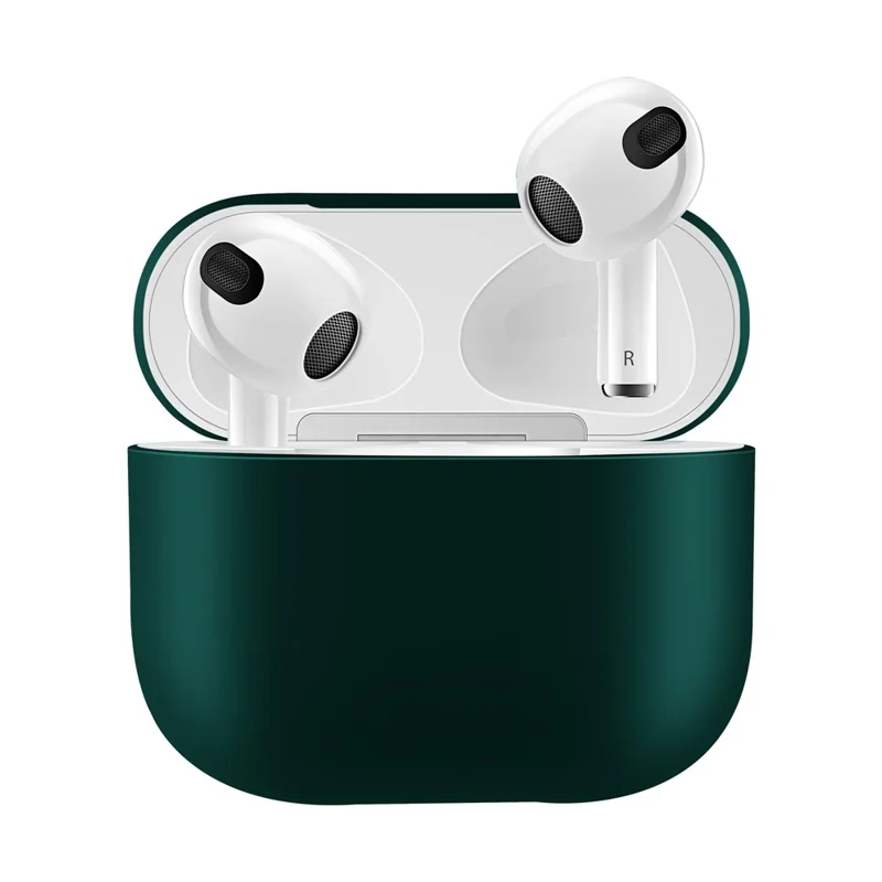 غطاء واقي مقاوم للصدمات بلون سادة من السيليكون لسماعات AirPods 3 - أخضر داكن