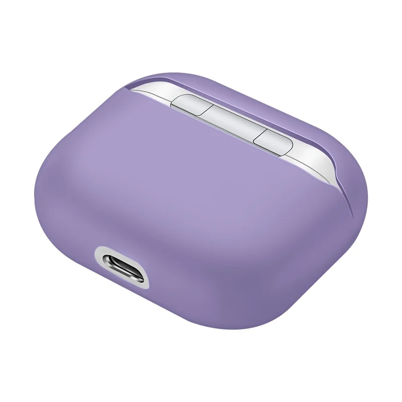 Shockproof Solid Color Shell Case Anti-drop Full Protective Silicone Case Cover for AirPods 3 - Purple