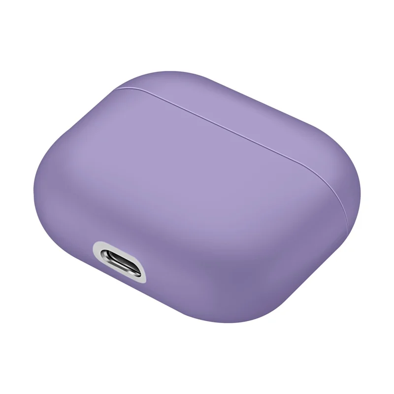 Shockproof Solid Color Shell Case Anti-drop Full Protective Silicone Case Cover for AirPods 3 - Purple