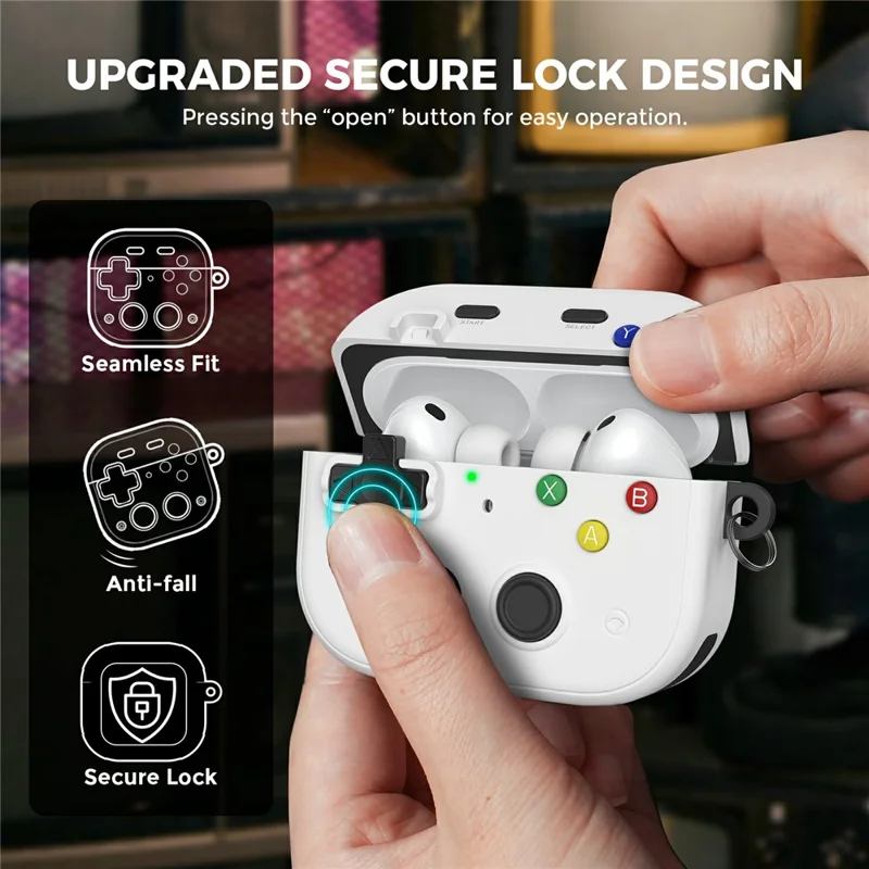 AHASTYLE WG185 Hülle für AirPods Pro 3, Spielekonsolen-Design, geteilte Silikon-Etui mit Karabiner – Weiß