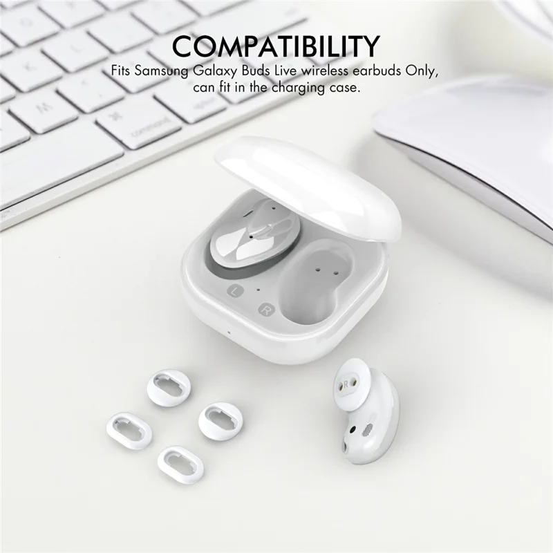 AHASTYLE PT132 para Samsung Galaxy Buds Live, tapones de repuesto de silicona (6 pares en total, 2 pares de cada tamaño S/M/L) - Blanco