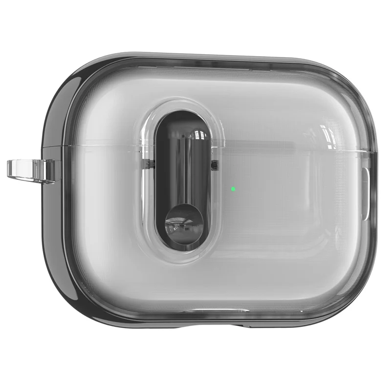 Til Apple AirPods Pro / Pro 2 Case Gennemsigtig Elektropladeret TPU PC Ørepudecover med Låsebeslag / Karabinkrog - Sort