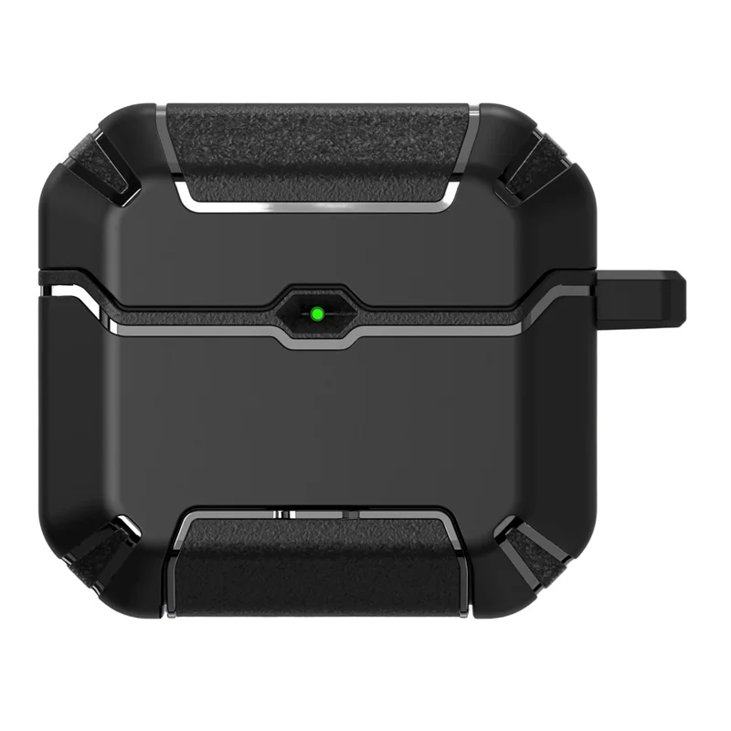 For AirPods 4 with ANC Case Foldable Stand TPU PC Earbuds Cover with Carabiner - Black