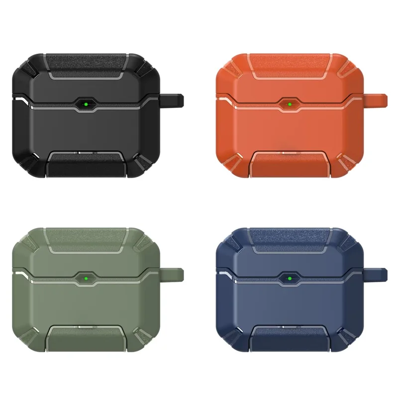 For AirPods 4 with ANC Case Foldable Stand TPU PC Earbuds Cover with Carabiner - Black