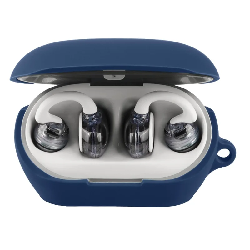Étui en silicone pour JBL Soundgear Clips, housse de protection pour écouteurs sans fil avec attache anti-perte - Bleu foncé