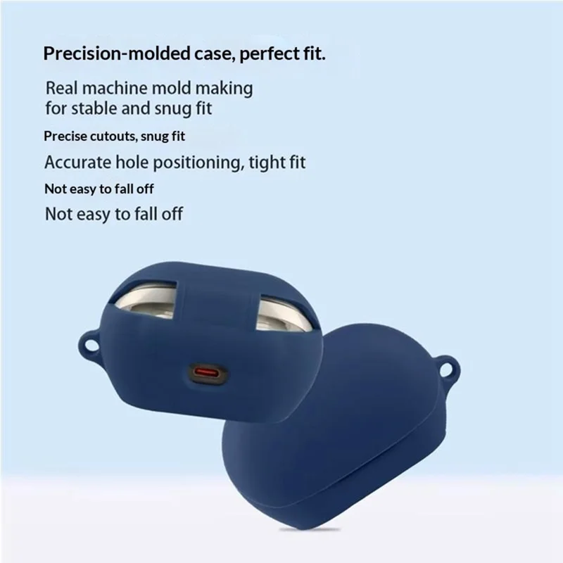 Étui en silicone pour JBL Soundgear Clips, housse de protection pour écouteurs sans fil avec attache anti-perte - Bleu foncé