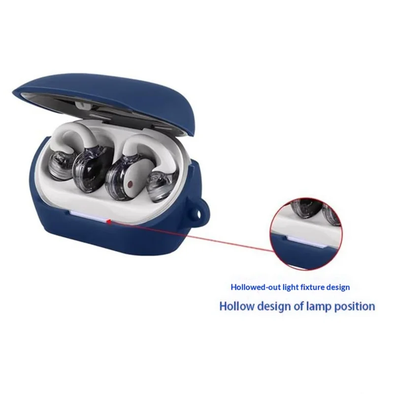 Étui en silicone pour JBL Soundgear Clips, housse de protection pour écouteurs sans fil avec attache anti-perte - Bleu foncé