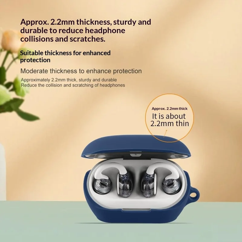 Étui en silicone pour JBL Soundgear Clips, housse de protection pour écouteurs sans fil avec attache anti-perte - Bleu foncé