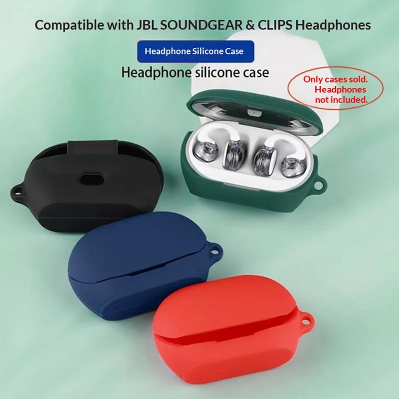 Étui en silicone pour JBL Soundgear Clips, housse de protection pour écouteurs sans fil avec attache anti-perte - Bleu foncé