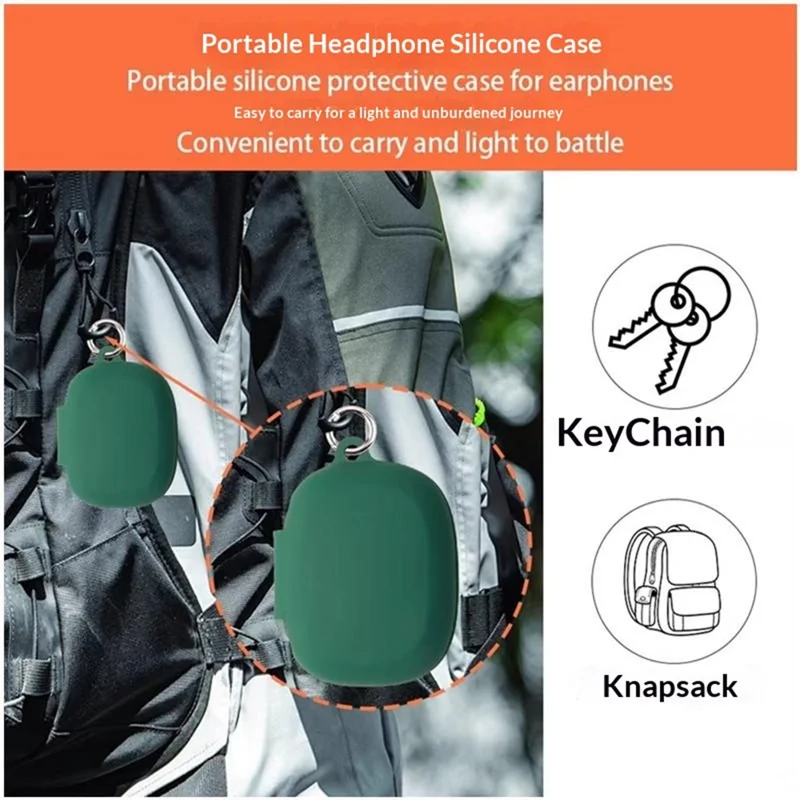 Силиконовый чехол для JBL Endurance Peak 4, защитная крышка для беспроводных наушников с карабином от потери — темно-зеленый