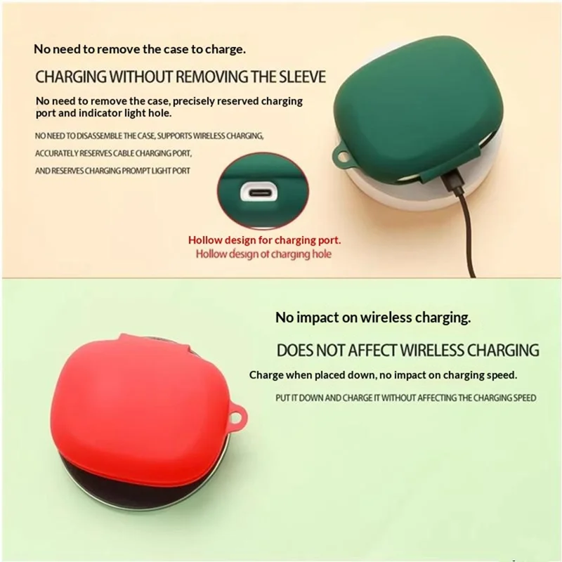 For JBL Endurance Peak 4 Silicone Case Wireless Earbuds Protective Cover with Anti-Lost Buckle - Red