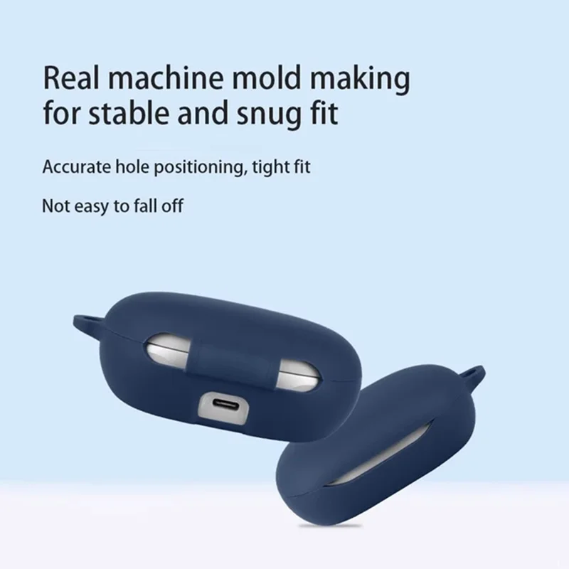 Custodia in silicone per JBL Sense Pro, cover protettiva per auricolari wireless con gancio anti-perso - Blu scuro