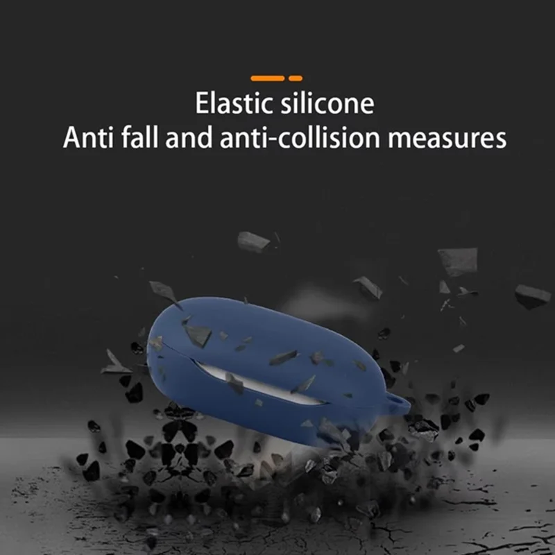 Custodia in silicone per JBL Sense Pro, cover protettiva per auricolari wireless con gancio anti-perso - Blu scuro