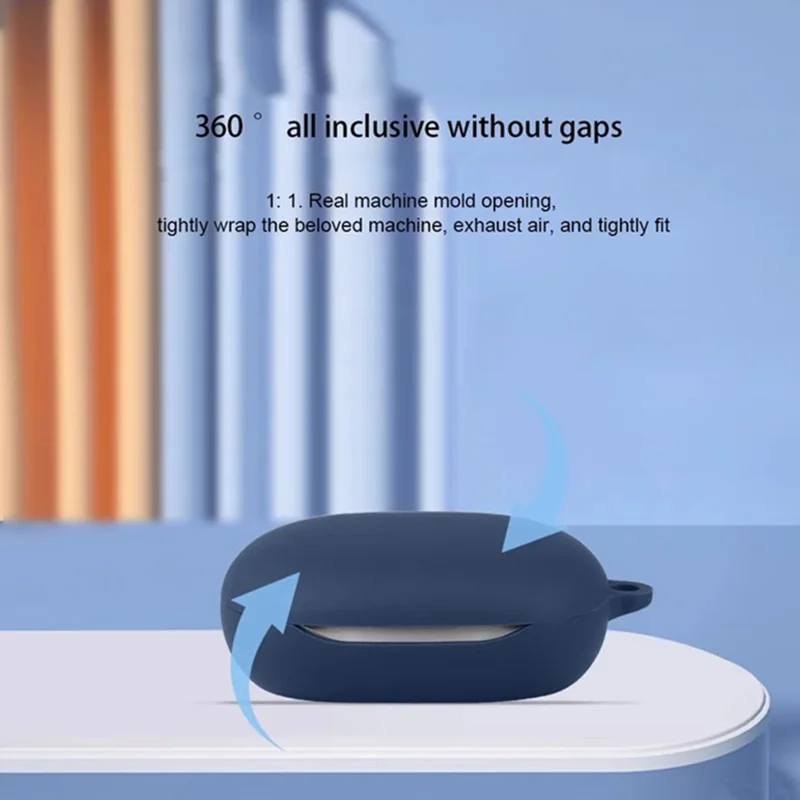 Custodia in silicone per JBL Sense Pro, cover protettiva per auricolari wireless con gancio anti-perso - Blu scuro