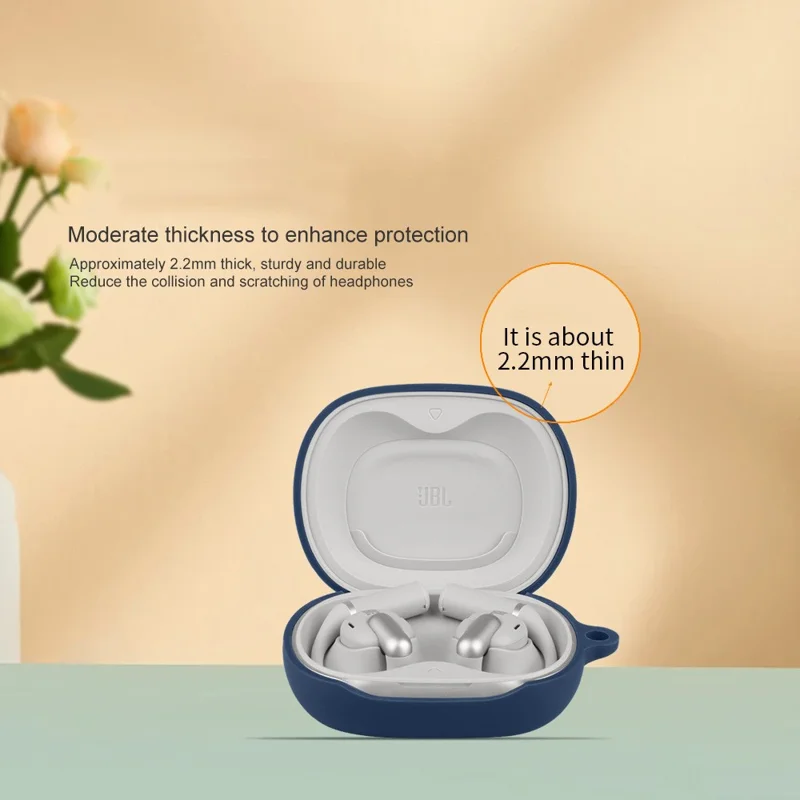 Capa de Silicone para JBL Sense Pro, Capa Protetora para Auscultadores Sem Fios com Fecho Anti-Perda - Vermelho