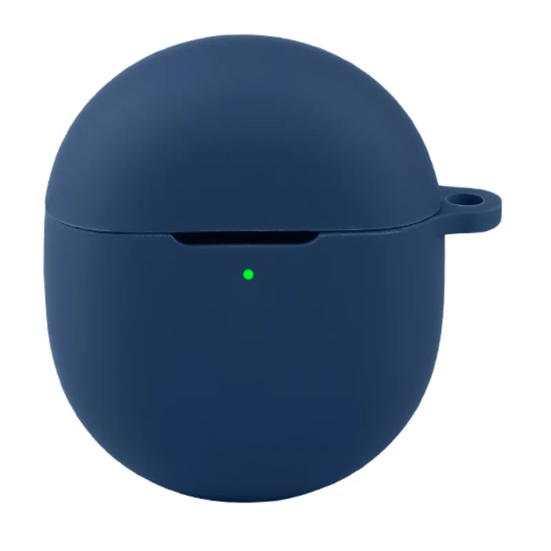 For Google Pixel Buds 2a Silicone Case Wireless Earbuds Protective Cover with Anti-Lost Buckle - Dark Blue