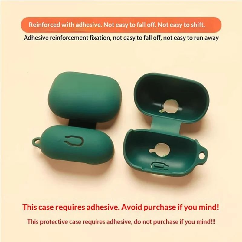 For Honor Earbuds 4 Silicone Case Wireless Earbuds Protective Cover with Anti-Lost Buckle - Blackish Green