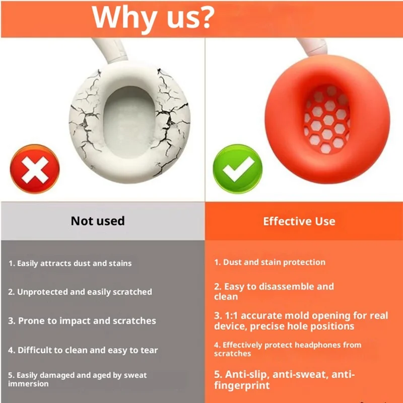 1 Paio di Custodie in Silicone per CMF by Nothing Headphone Pro Copertura Protettiva - Arancione