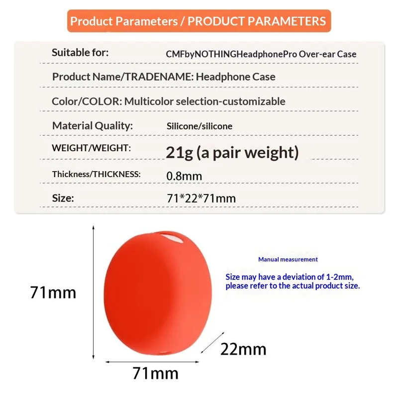 Custodia in silicone per CMF by Nothing Headphone Pro, cover esterna protettiva per cuffie - Arancione